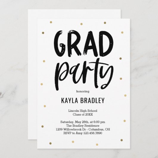 Uitnodiging voor Afstuderen bewerken in kleur voor (Voorkant / Achterkant)