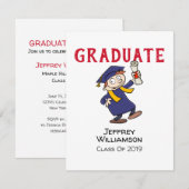 Uitnodiging voor Afstuderen Cartoon (Voorkant / Achterkant)