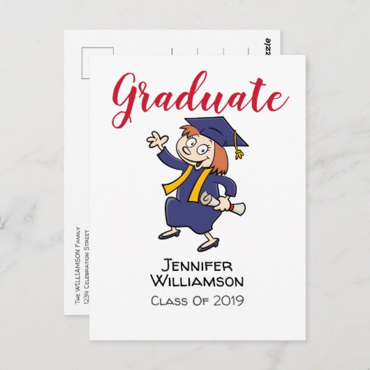 Uitnodiging voor Afstuderen Cartoon (Voorkant / Achterkant)