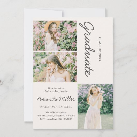 Uitnodiging voor afstuderen-fotoaankondiging (Voorkant)