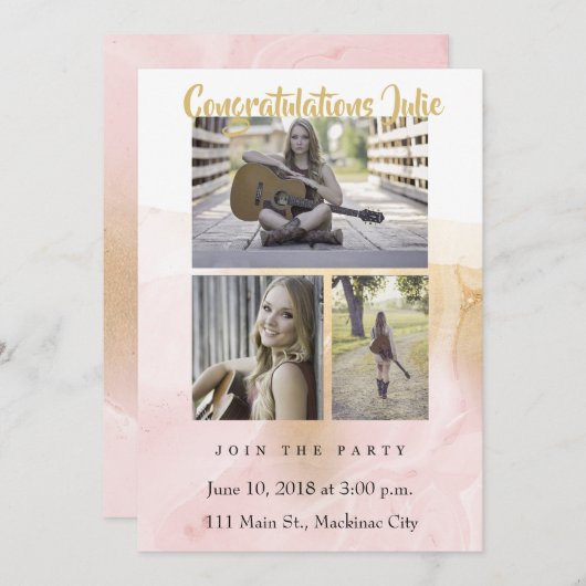 Uitnodiging voor afstuderen fotofeest (Voorkant / Achterkant)