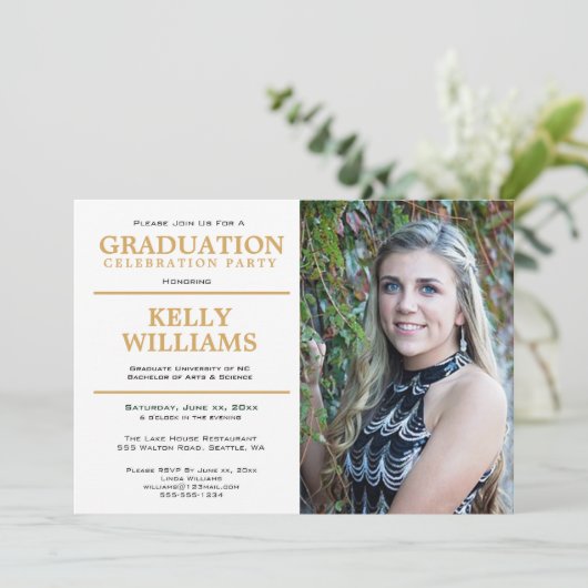 Uitnodiging voor afstuderen fotofeest (Staand voorkant)