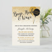 Uitnodiging voor Afstuderen in zwart-wit en goud (Staand voorkant)