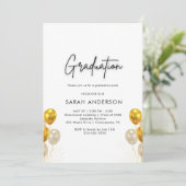 Uitnodiging voor Afstuderen in zwart-wit en goud (Staand voorkant)