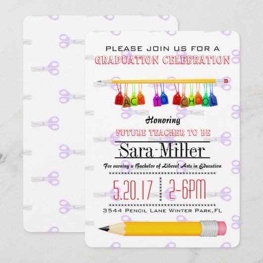 Uitnodiging voor Afstuderen met leerkrachten (Voorkant / Achterkant)