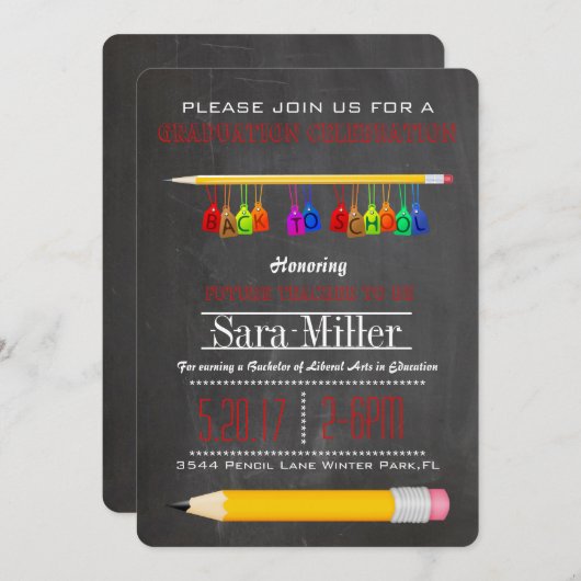 Uitnodiging voor Afstuderen met leerkrachten (Voorkant / Achterkant)