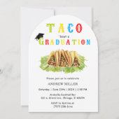 Uitnodiging voor Afstuderen met taco-thema (Voorkant)