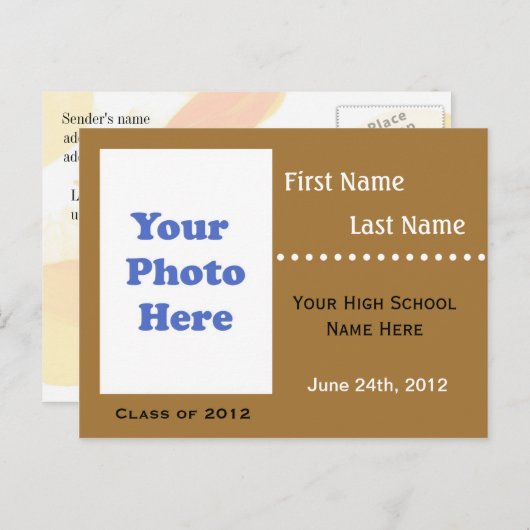 Uitnodiging voor afstuderen op de middelbare schoo (Voorkant / Achterkant)