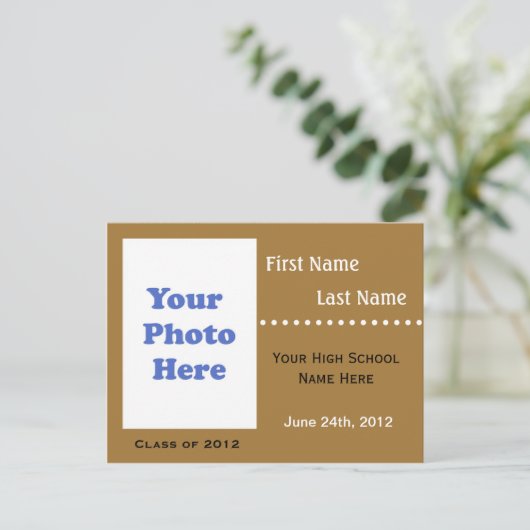 Uitnodiging voor afstuderen op de middelbare schoo (Staand voorkant)