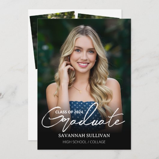 Uitnodiging voor Afstuderen van afstuderen foto's (Voorkant / Achterkant)