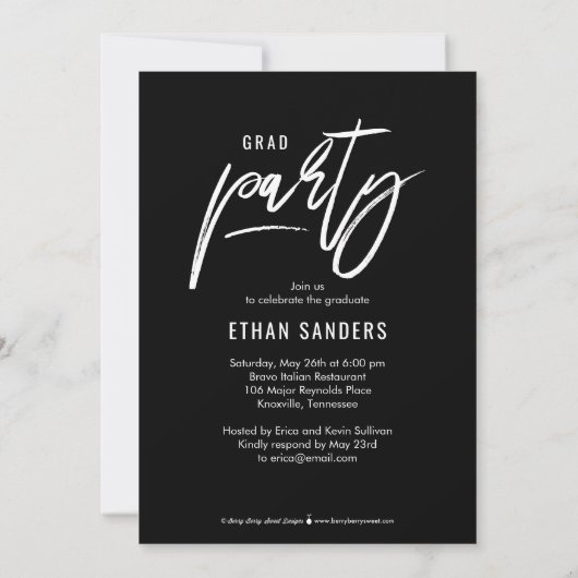 Uitnodiging voor Afstuderen van bewerkbare kleuren (Achterkant)