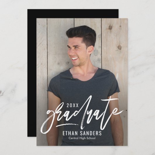 Uitnodiging voor Afstuderen van bewerkbare kleuren (Voorkant / Achterkant)