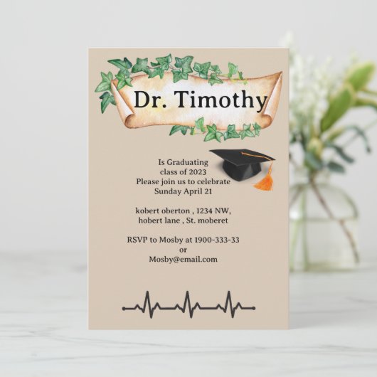 Uitnodiging voor afstuderen van Editable Medical s (Staand voorkant)