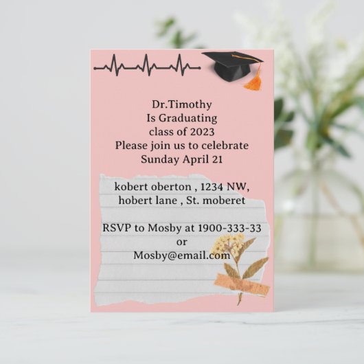 Uitnodiging voor afstuderen van Editable Medical s (Staand voorkant)