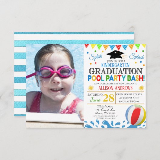 Uitnodiging voor Afstuderen van kinderen (Voorkant / Achterkant)