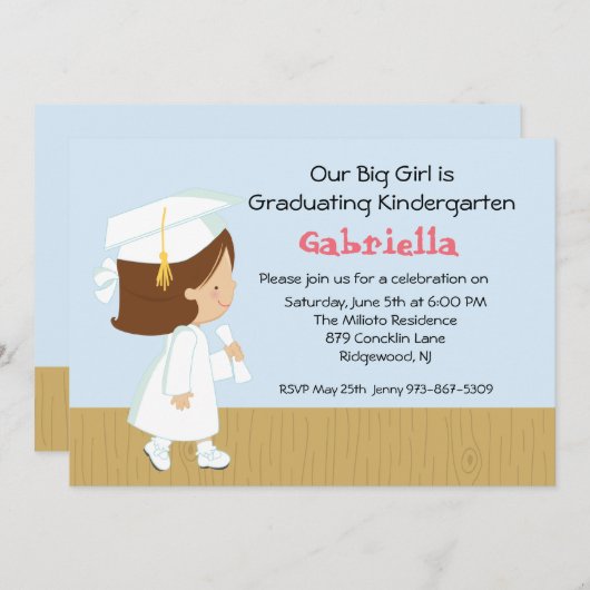 Uitnodiging voor Afstuderen van ons meisje (Voorkant / Achterkant)