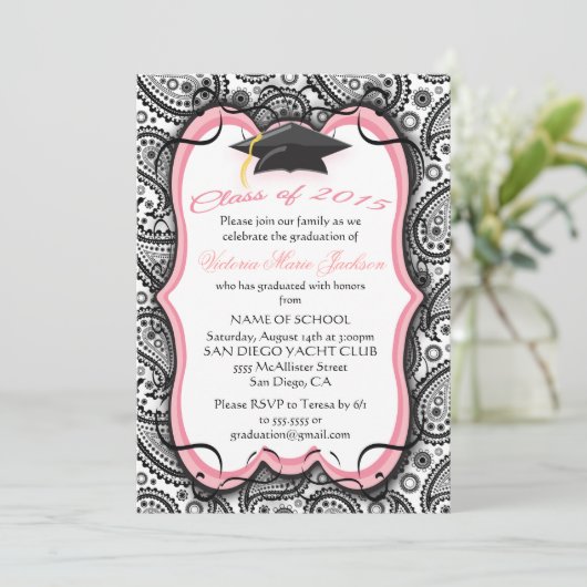 uitnodiging voor Afstuderen van Paisley (Staand voorkant)