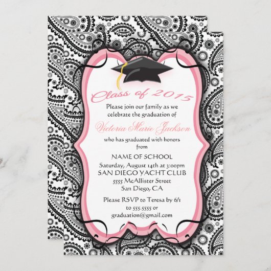 uitnodiging voor Afstuderen van Paisley (Voorkant / Achterkant)