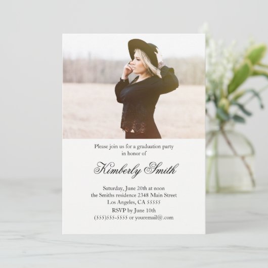 Uitnodiging voor afstuderen van scriptlettertype (Staand voorkant)