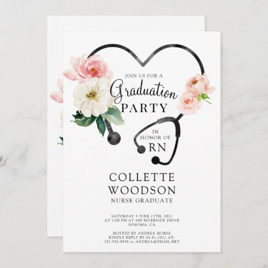 Uitnodiging voor afstuderen verpleegkundige (Voorkant / Achterkant)