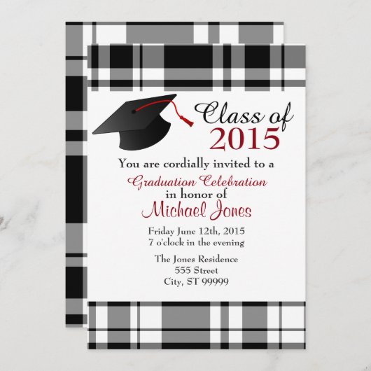 Uitnodiging voor Afstuderen voor geplakt afdrukken (Voorkant / Achterkant)