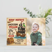 Uitnodiging voor Ahoy Matey Pirate Birthday Party (Staand voorkant)