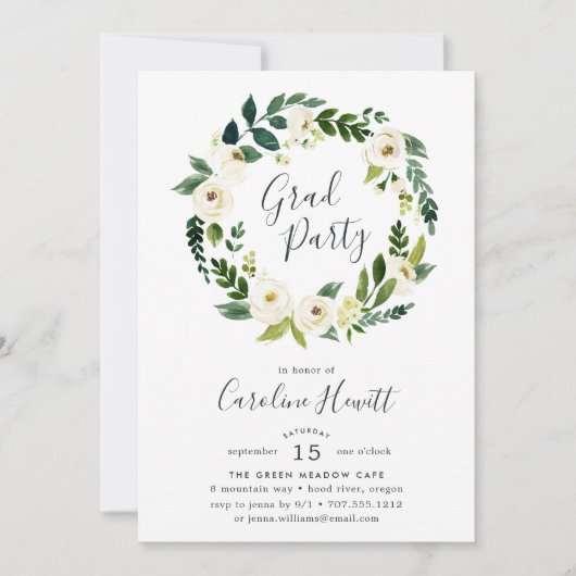 Uitnodiging voor Alabaster Wreath Graduy Party (Voorkant)