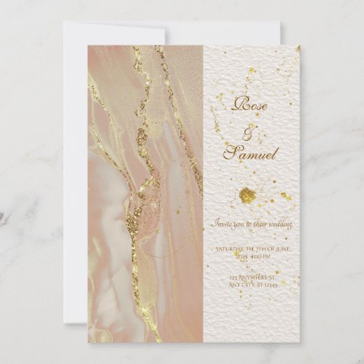 Uitnodiging voor Alcohol Inkt Roze Glitter Chic Br (Voorkant)