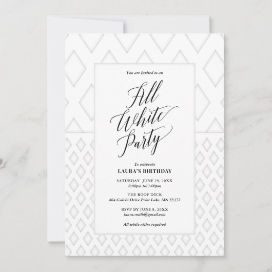 Uitnodiging voor 'All White Party' (Voorkant)