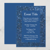 Uitnodiging voor alle doeleinden | Blauw glitter (Voorkant / Achterkant)
