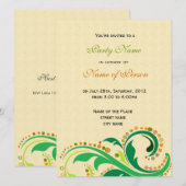 Uitnodiging voor alle feesten, wervelend bloemmoti (Voorkant / Achterkant)