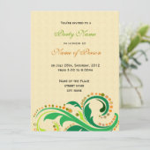 Uitnodiging voor alle feesten, wervelende bloemen (Staand voorkant)