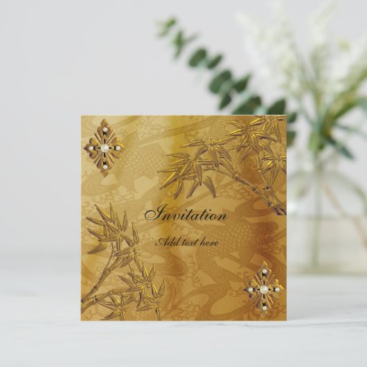 Uitnodiging voor alle gelegenheden - Aziatisch gou (Staand voorkant)