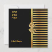 Uitnodiging voor alle gelegenheden Gold Black Stri (Achterkant)