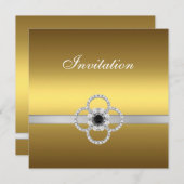 Uitnodiging voor alle gelegenheden Gold Silver Bla (Voorkant / Achterkant)