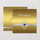 Uitnodiging voor alle gelegenheden Gold Silver Jew (Voorkant / Achterkant)