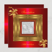 Uitnodiging voor alle gelegenheden Rich Gold Red V (Voorkant / Achterkant)