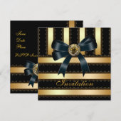 Uitnodiging voor alle gelegenheden Zwarte Goud Str (Voorkant / Achterkant)