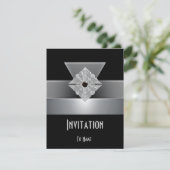 Uitnodiging voor alle gelegenheden Zwarte Silver A (Staand voorkant)