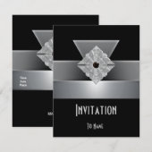 Uitnodiging voor alle gelegenheden Zwarte Silver A (Voorkant / Achterkant)
