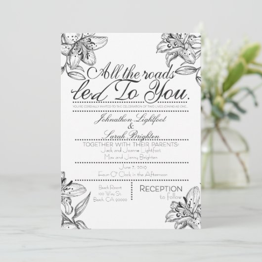 Uitnodiging voor 'Alle wegen leidden naar jou'-huw (Staand voorkant)