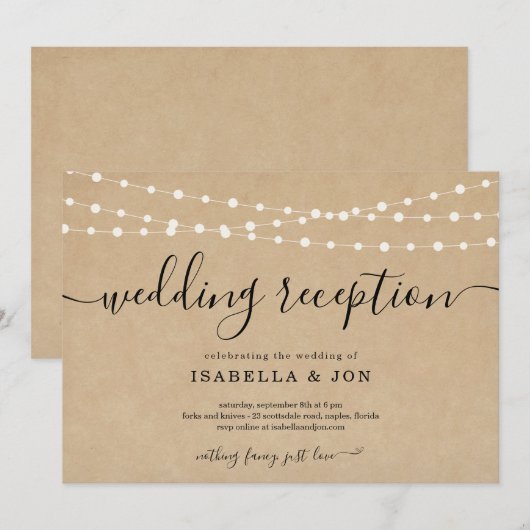 Uitnodiging voor alleen een rustieke huwelijksrece (Voorkant / Achterkant)