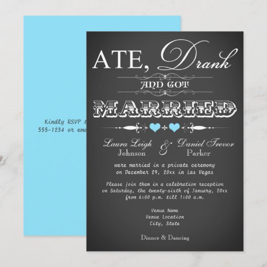 Uitnodiging voor alleen het huwelijksfeest in krij (Voorkant / Achterkant)