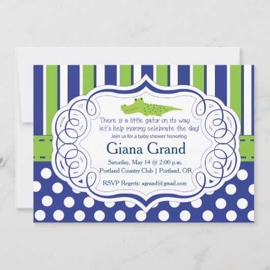 UITNODIGING VOOR ALLIGATOR BOY-BABY SHOWER (Voorkant)