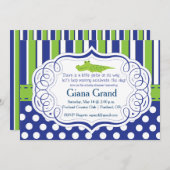 UITNODIGING VOOR ALLIGATOR BOY-BABY SHOWER (Voorkant / Achterkant)