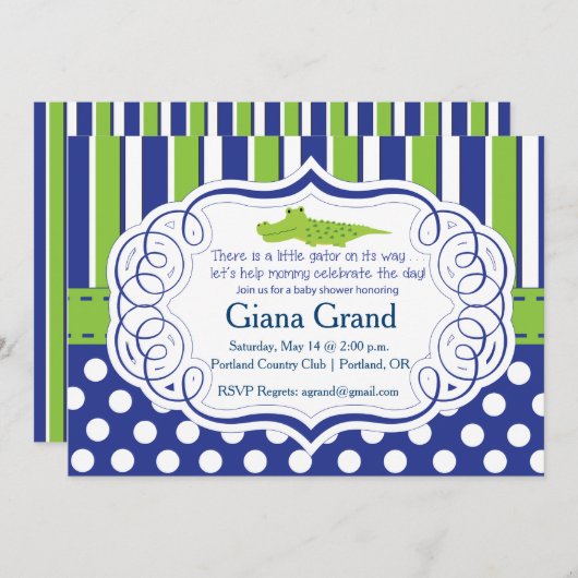 UITNODIGING VOOR ALLIGATOR BOY-BABY SHOWER (Voorkant / Achterkant)