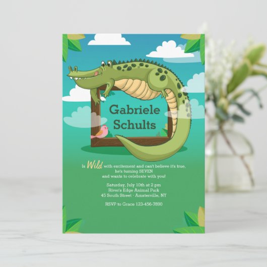 Uitnodiging voor alligator-Lijst (Staand voorkant)