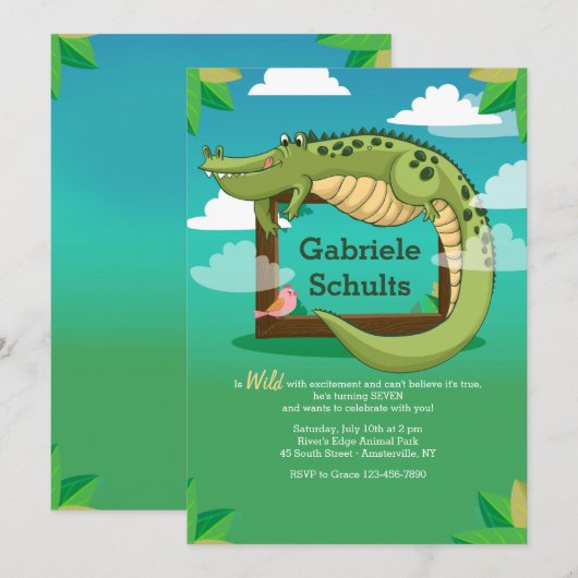 Uitnodiging voor alligator-Lijst (Voorkant / Achterkant)