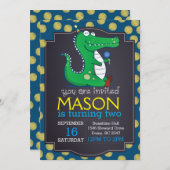 Uitnodiging voor Alligator Polka Dot (Voorkant / Achterkant)