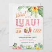 Uitnodiging voor Aloha Hawaiaans Luau Feest (Voorkant)